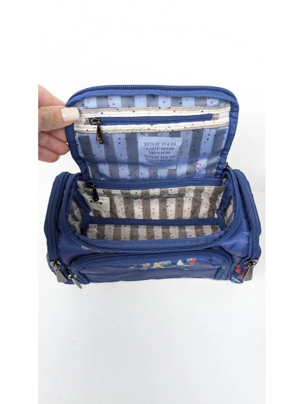 Lug Mini Trolley Bag Travel Makeup Cosmetic Toiletry Case Blue Multicolor Floral